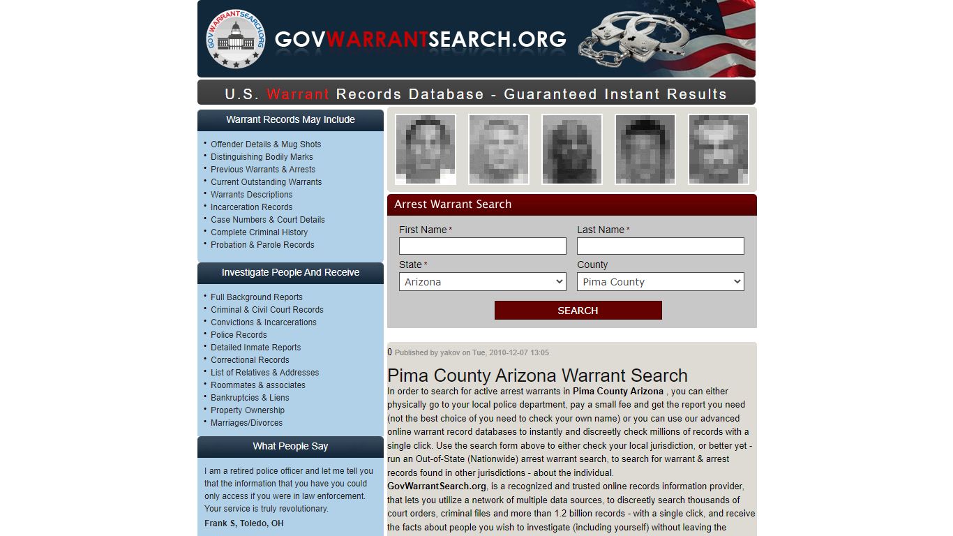 Pima County Arizona | Warrant Search